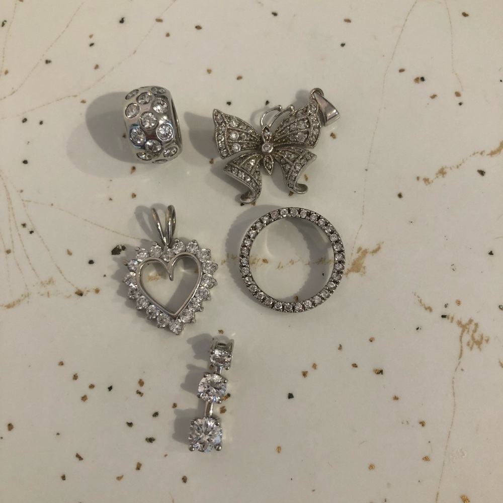 Ladies sterling silver cubic zirconia pendants